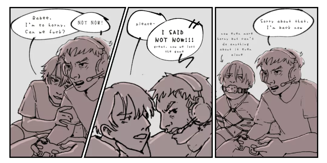 A three panel gay comic A three panel gay comic