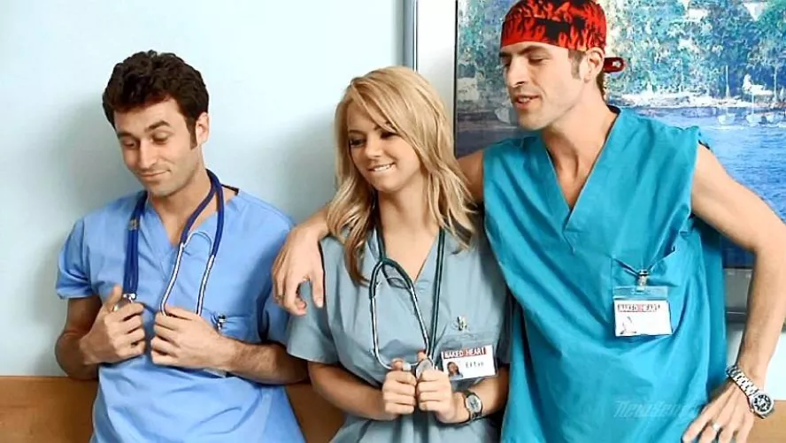 Ashlynn with Kris & James, seconds before getting double teamed