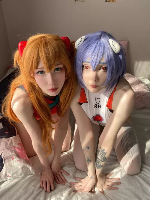 asuka and rei (neon genesis evangelion)
