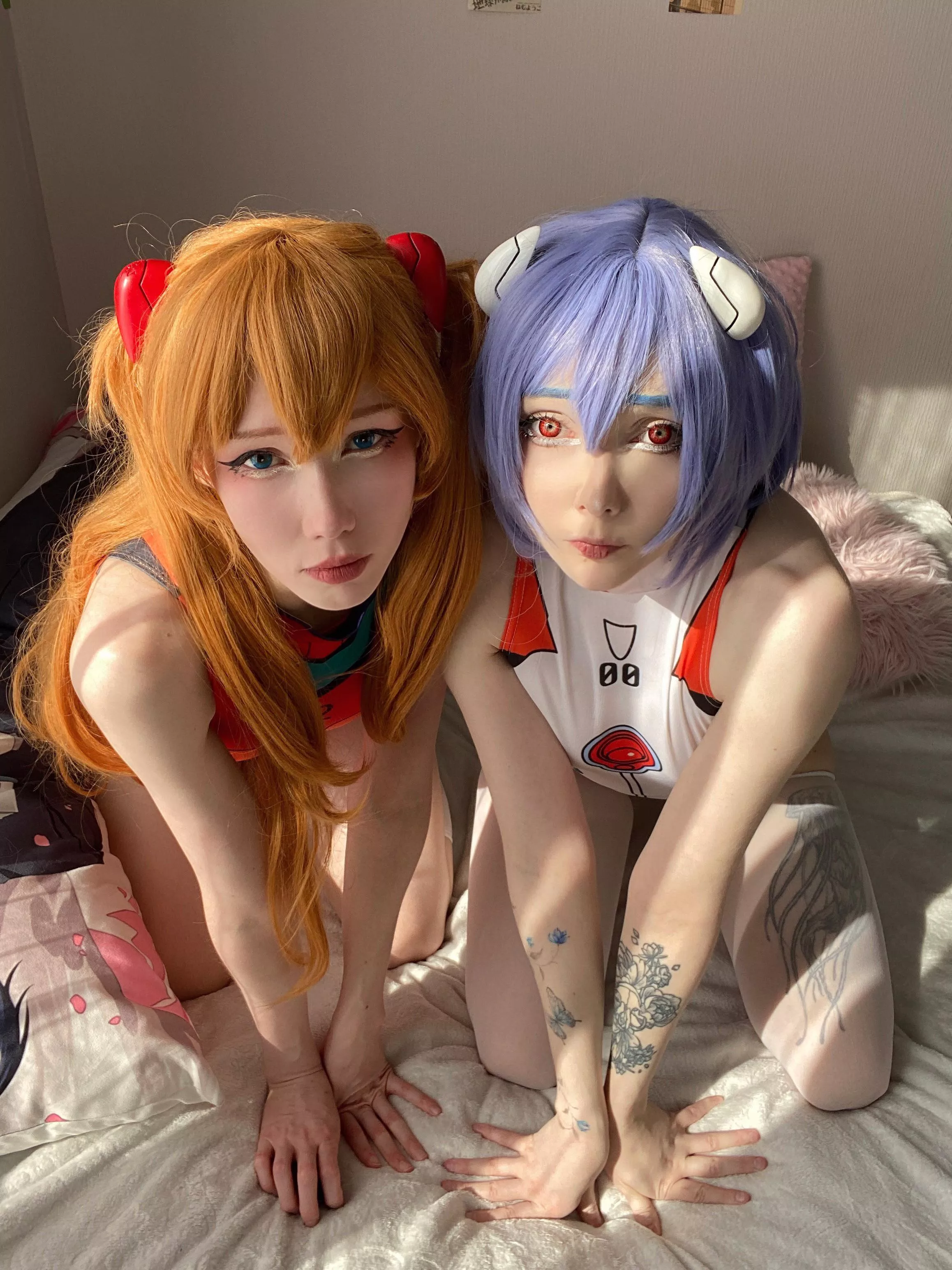 asuka and rei (neon genesis evangelion)