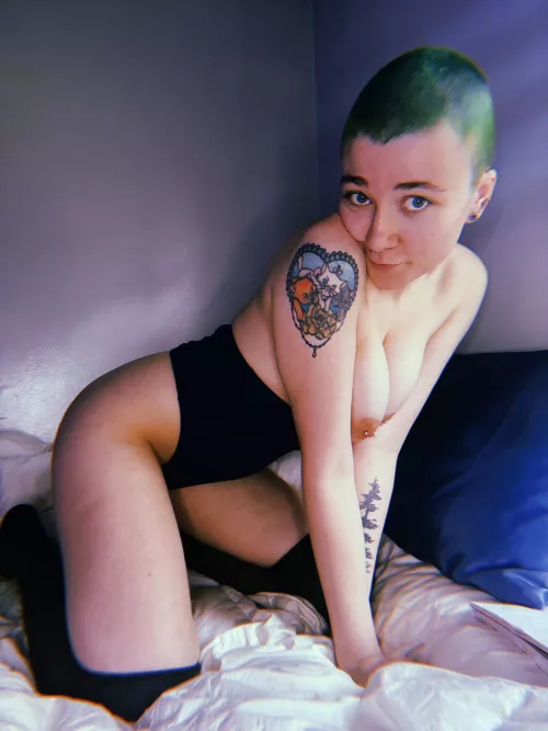 Just wanted to show off the buzz, bodysuit, and tattoo (: