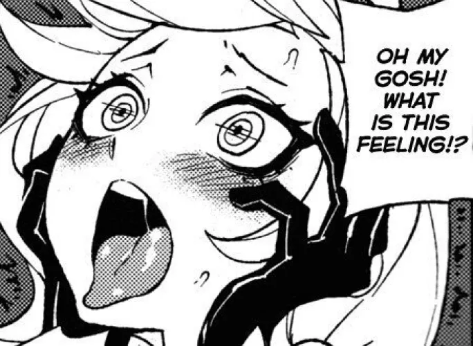 LF Mono Source: 1girl, blush, sweat, sfx, foreign text, drooling, ahegao,