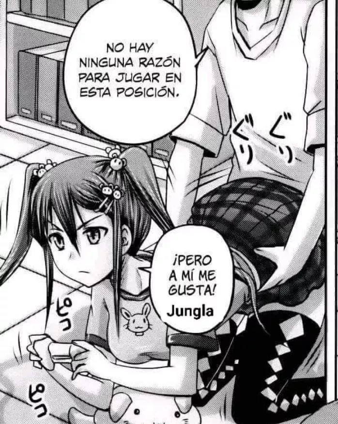 LF Mono Source: 1girl, twin tails, big breasts, big ass, text says, there is no reason to play in this posicion, but i like