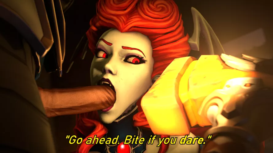 Lillith wouldn't be foolish enough to bite Azaan's dick with her fangs.... Would she? (SpringInHyrule/BeyondTheMaze)