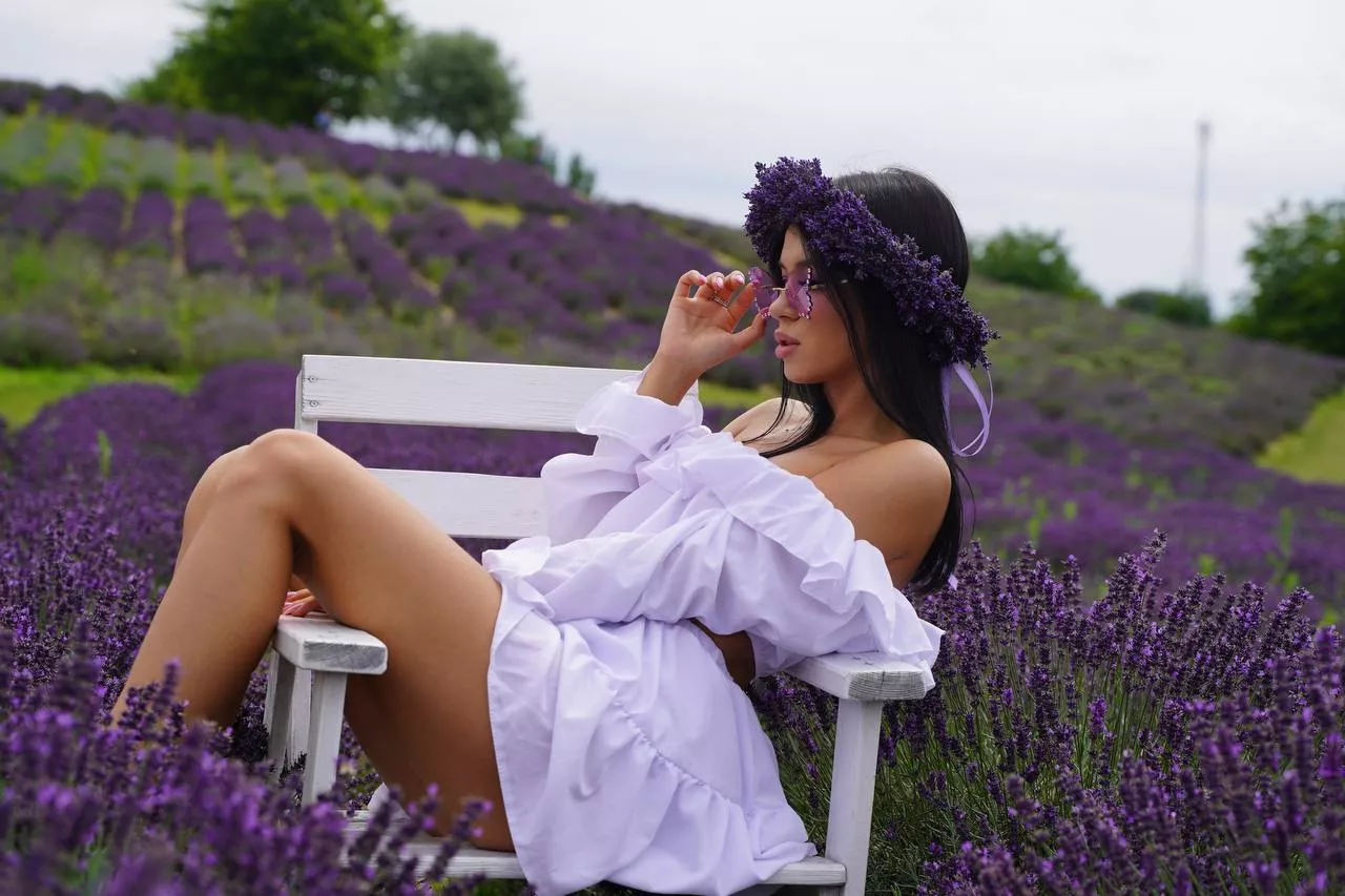 Sexy girl on the lavender field