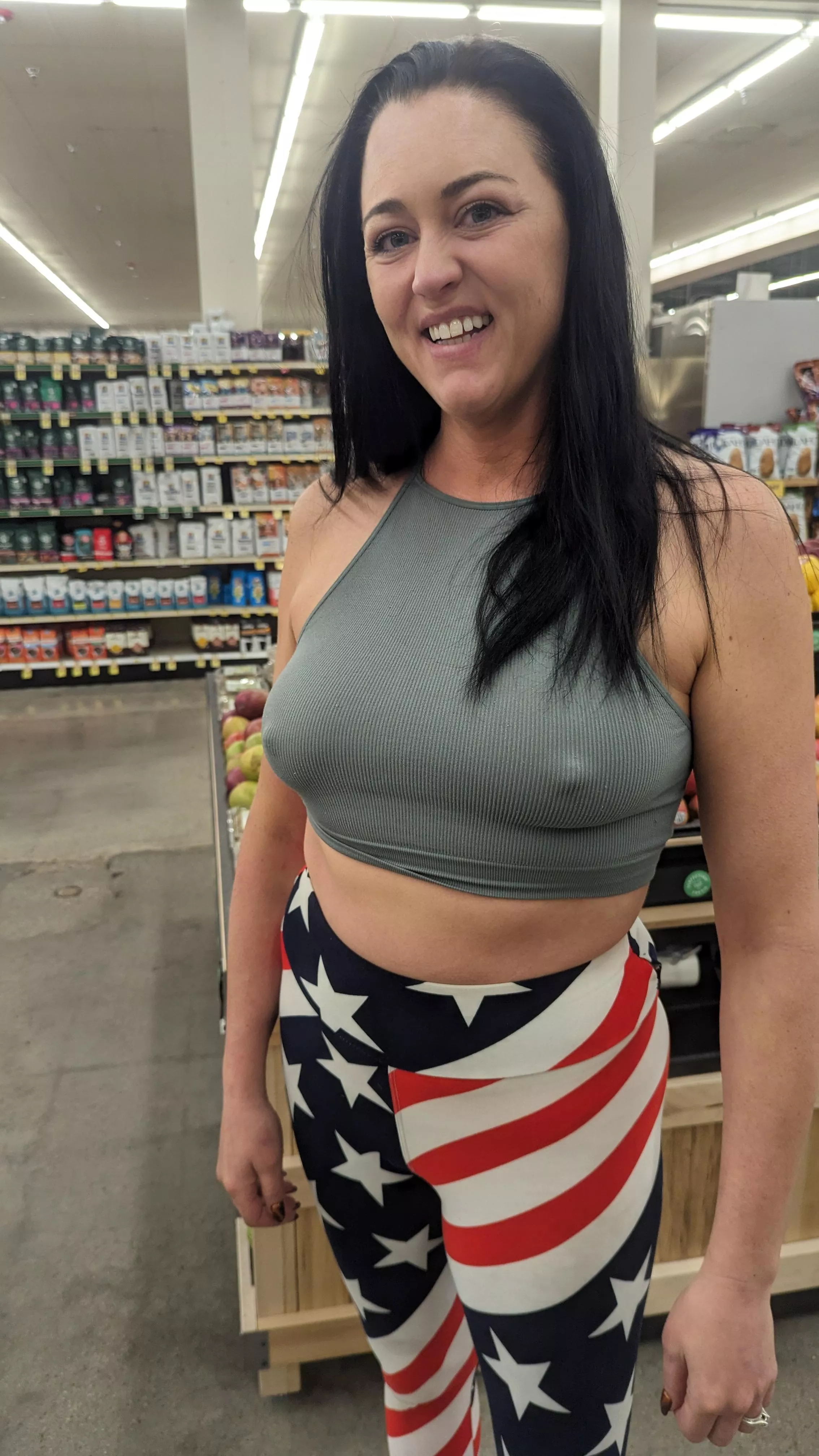 38F Grocery Shopping with my pokies out.