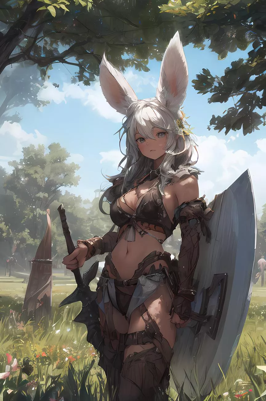 Harengon Barbarian for D&D. That was not the plan, but sky-net knows what we like.(pixai.art)