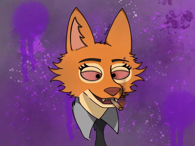 Marked NSFW just in case, somebody commissioned me to draw Diane Foxington smoking a blunt