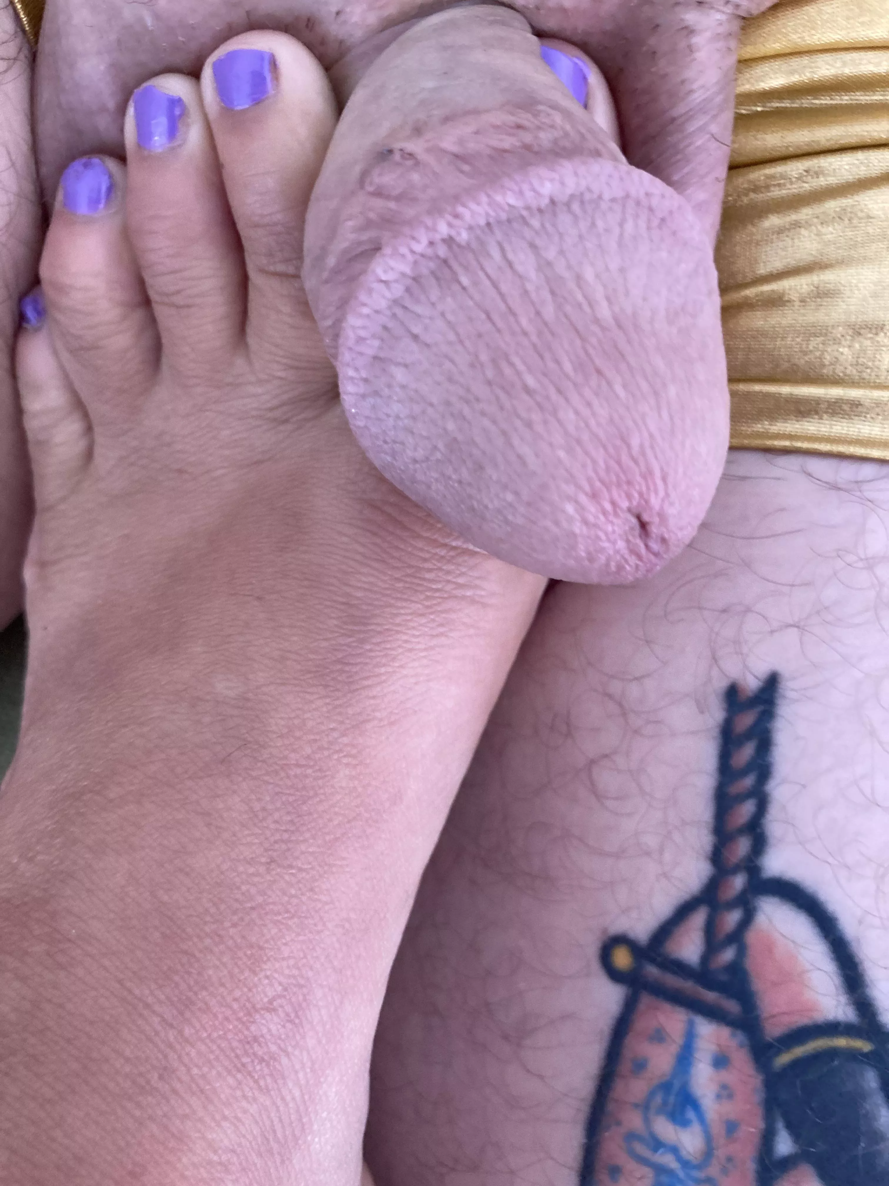 My pretty toes crushing tiny cock and balls that only dribble pathetic drops of jizz before taking him to watch me with my big bull who’s hung and squirts a big load all over me