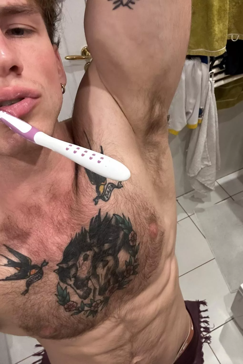 Only brush your teeth not pits!!