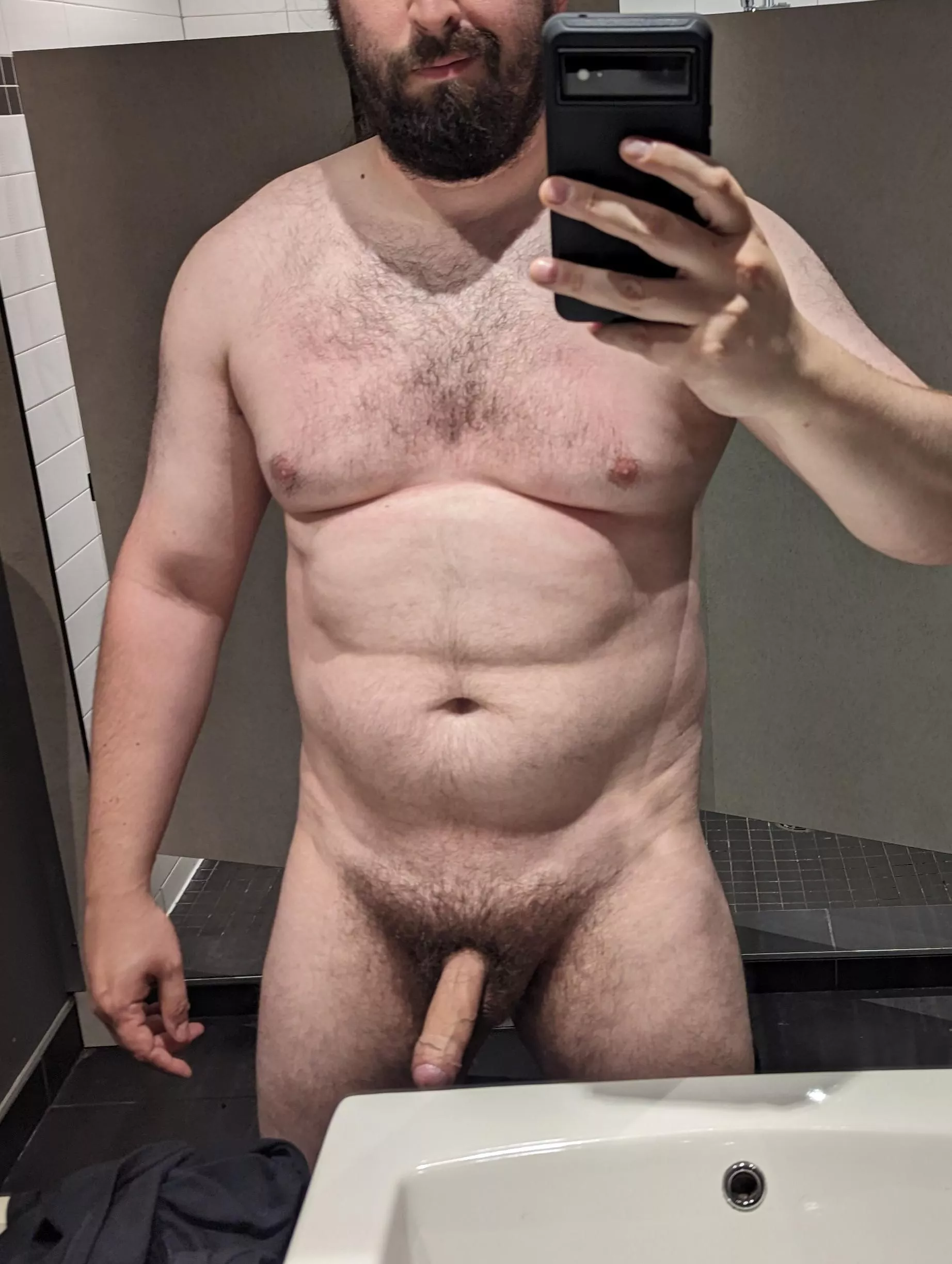 After workout selfie in the gym bathroom