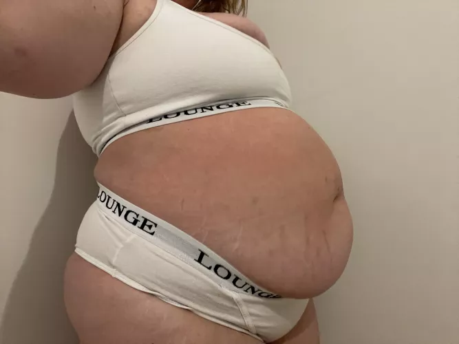 high waisted panties can’t even contain the belly