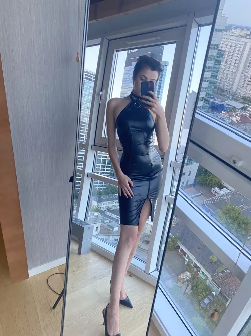 In a moment I go out - alone in a leather outfit.