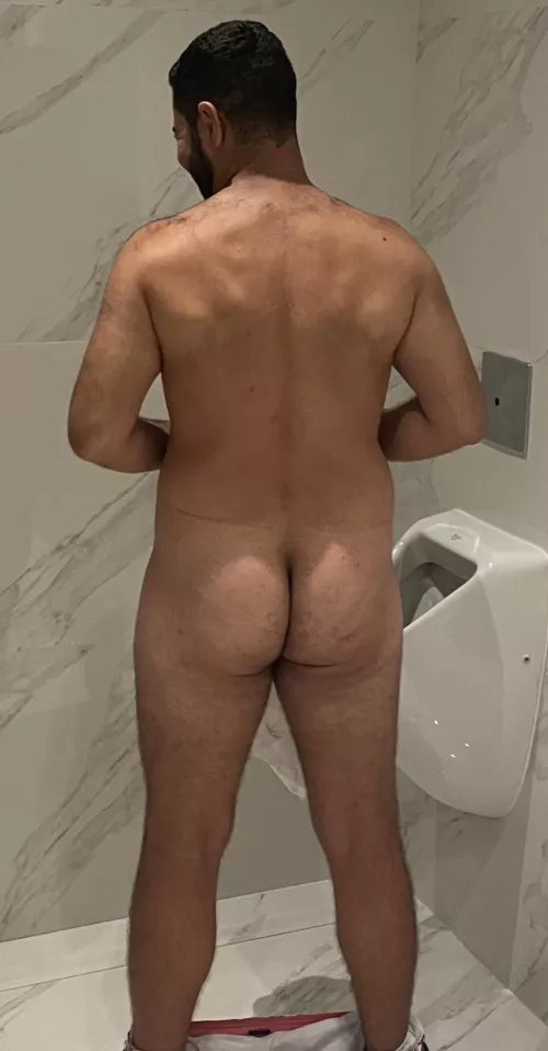 In the gym bathroom after squating, bro toook this photo for me, and we had sex in the gym bathroom