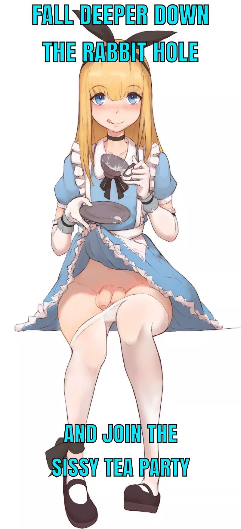 Little Sissies need to follow the white rabbit