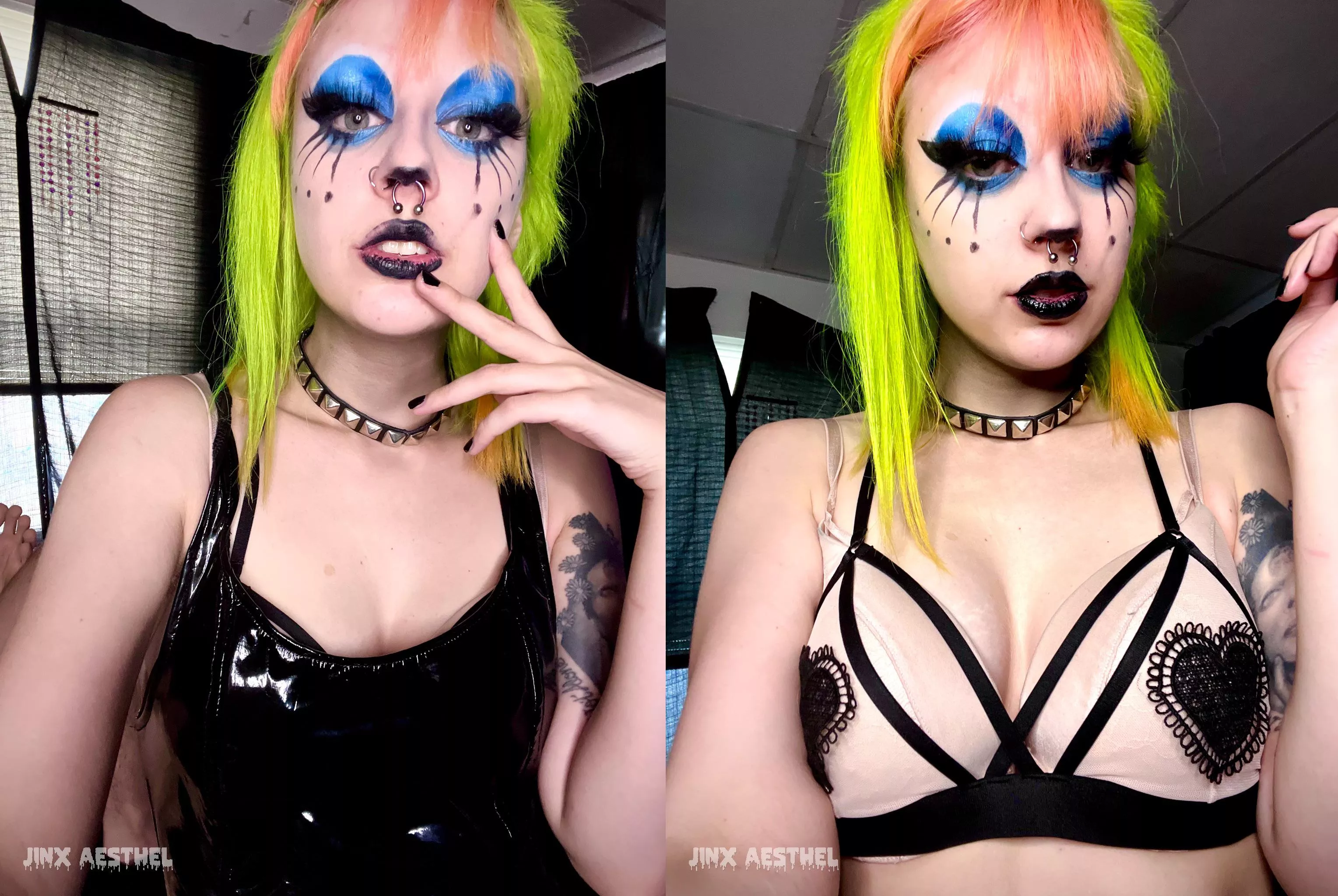 Shiny black dress or lingerie?