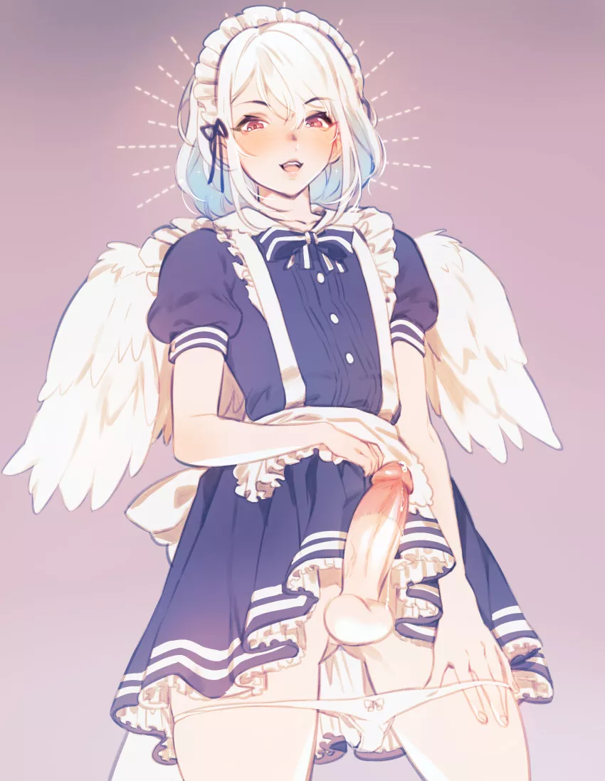 Showing her dripping dick