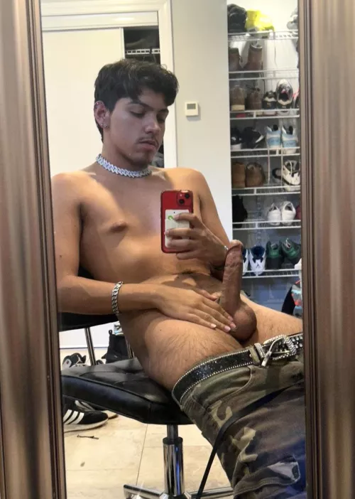 [18] What do you think about this young Latino cock? You can take a seat if your up for it? 😈