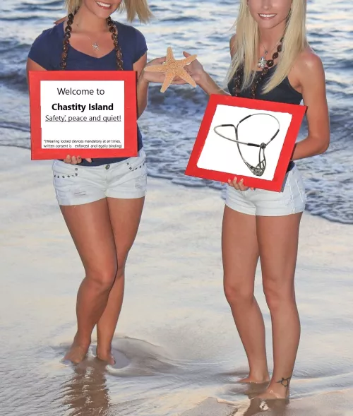 Chastity Fantasy: Caption 294. You're in chastity resort, on chastity island, in chastity world.