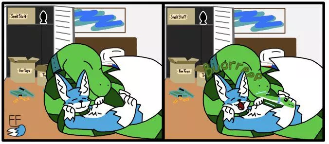 {comic} Feral me getting belly rubs from a lovely snake after I just had a ton of snacks (art by me)