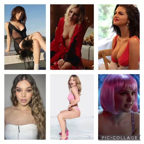 I’d love for a bud to decide who I pump for out of these 6 ladies Jenna Ortega, Lily Rose Depp, Selena Gomez, Hailee Steinfeld, Sydney Sweeney, Natalie Portman