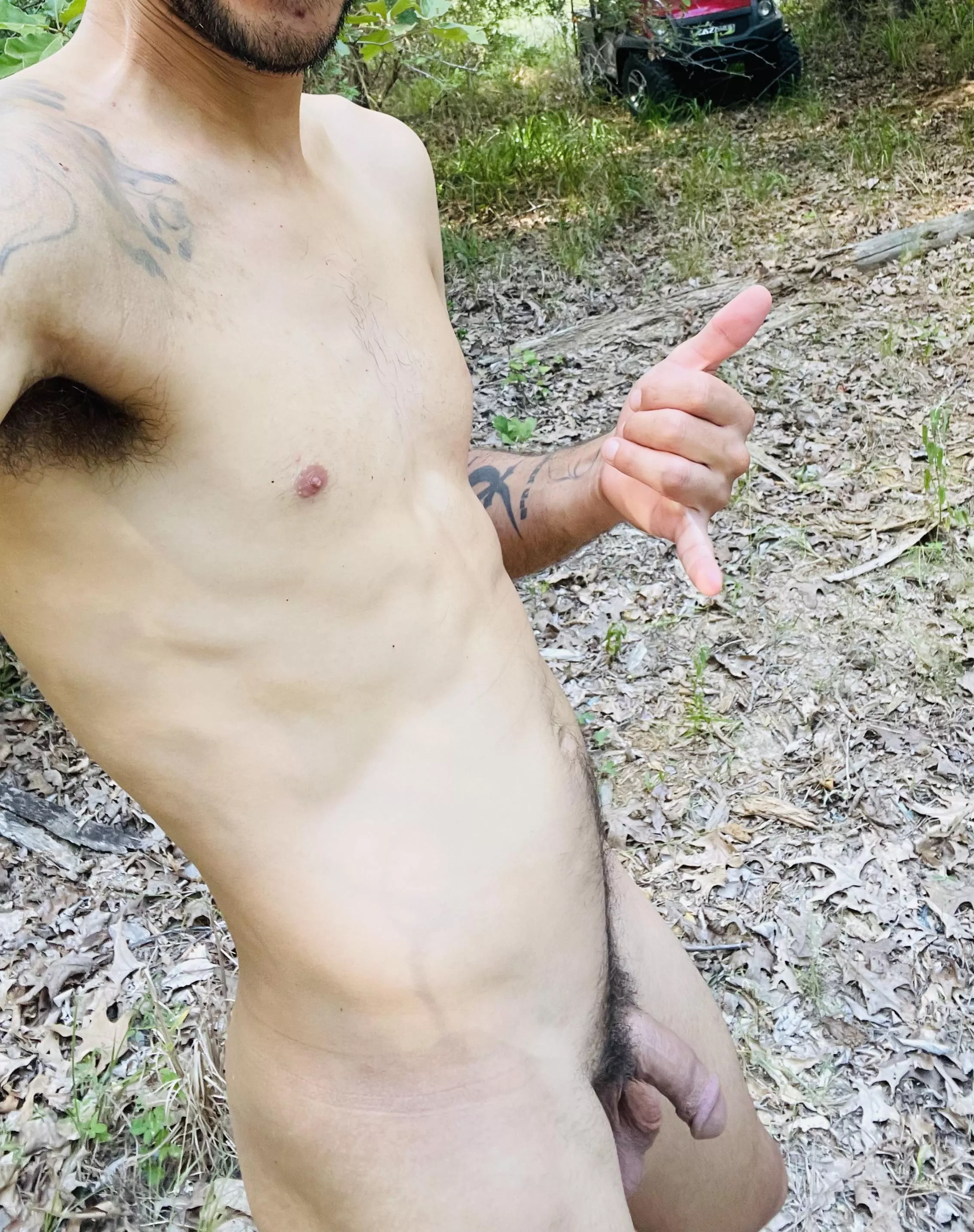 Naked hiking and riding around