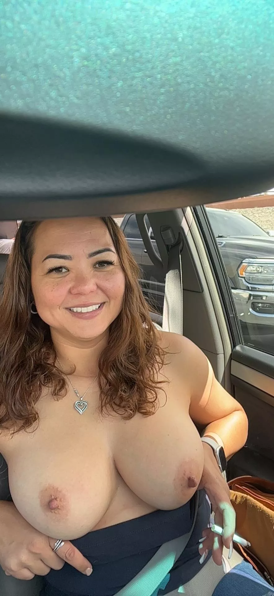 On the freeway and my top fell down… lol