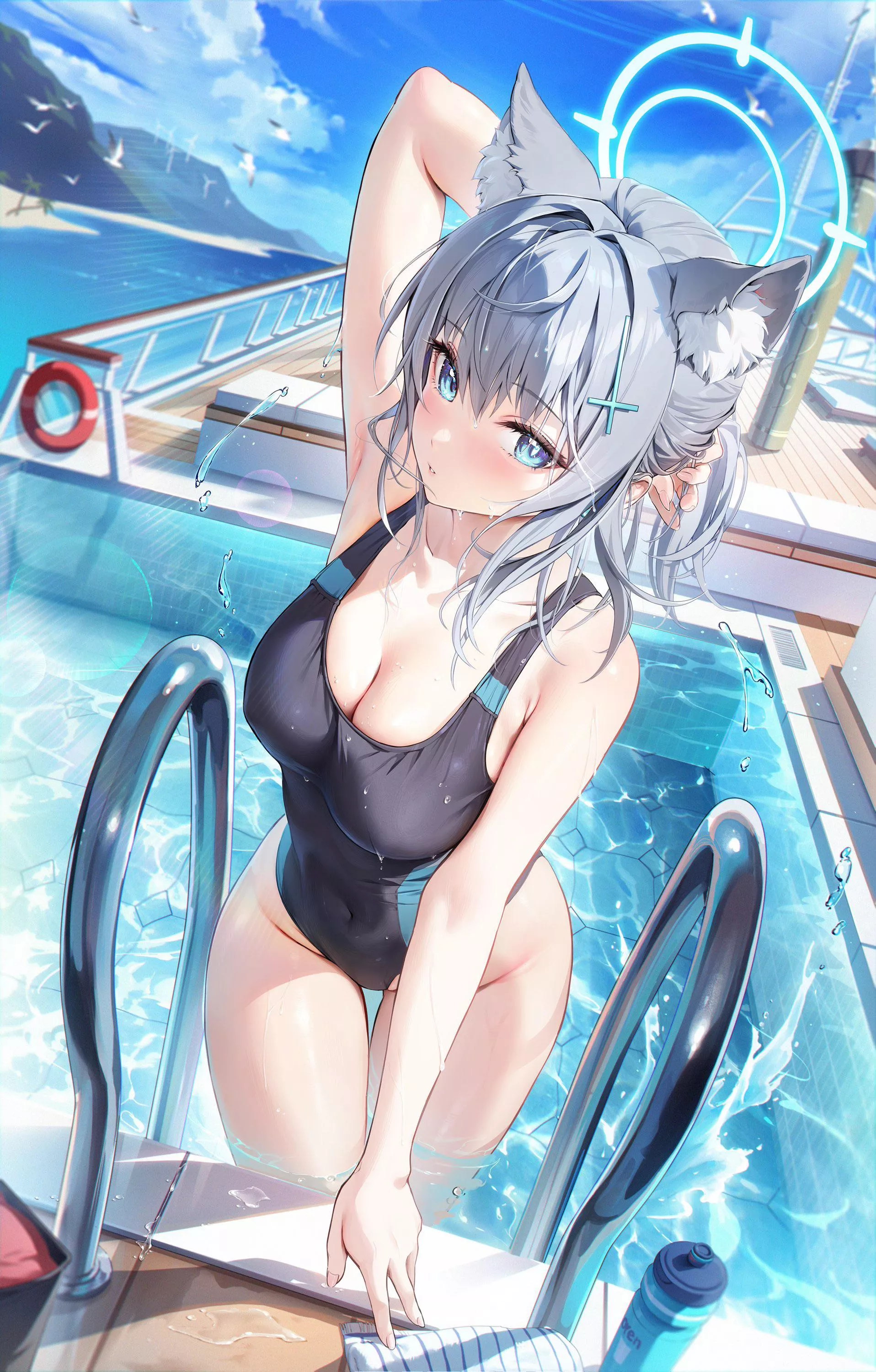 Shiroko going for a dip (houk1se1) [Blue Archive]