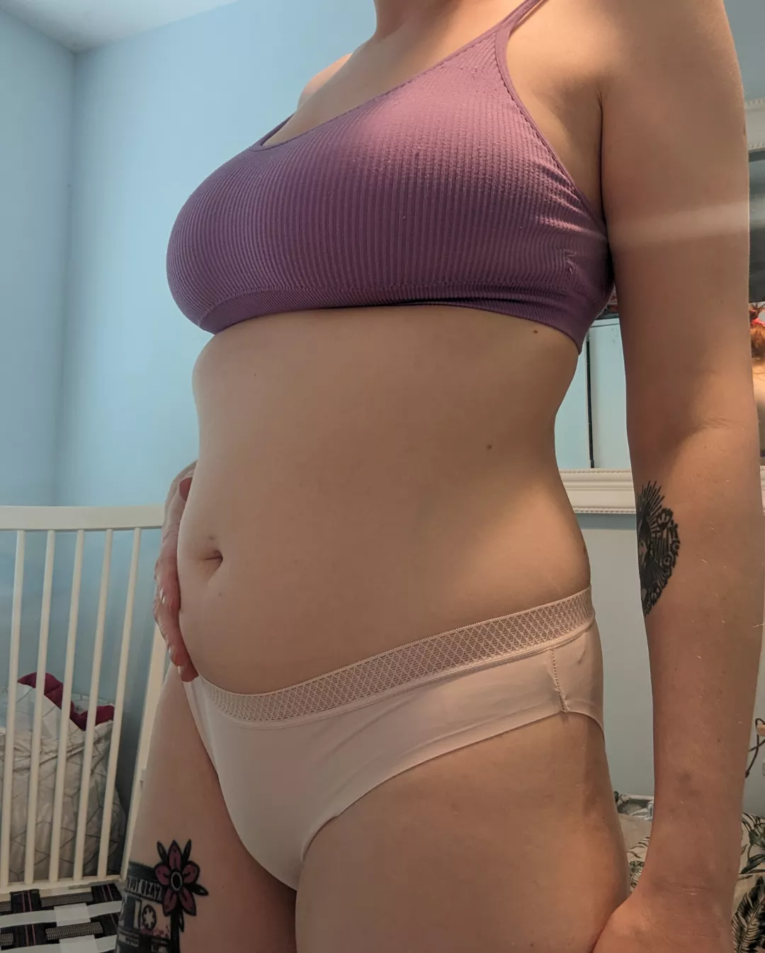 All those creampies worked🤰🏼13 weeks and boobs and belly getting a little bigger by the day