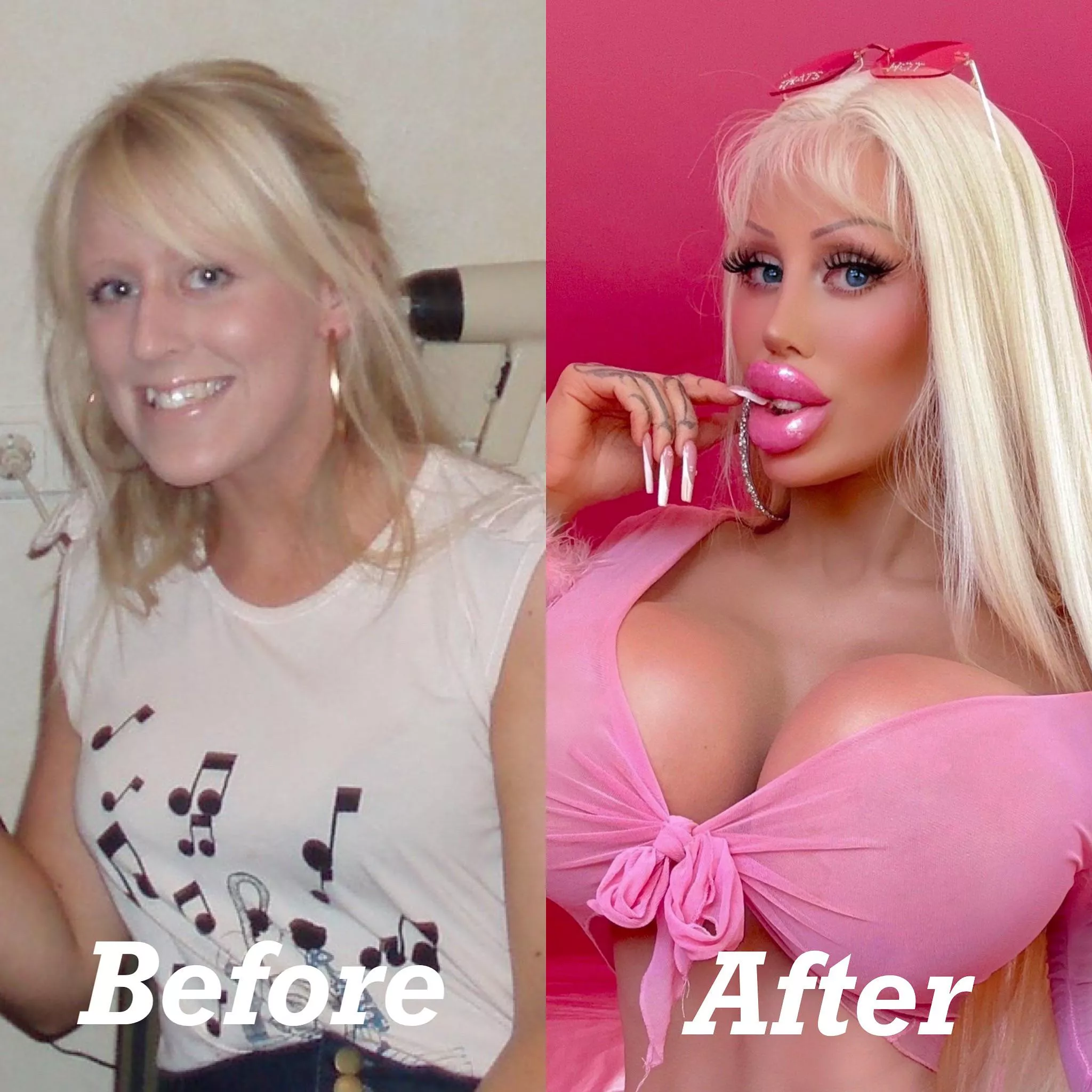 Before / after of my bimbofication 💞