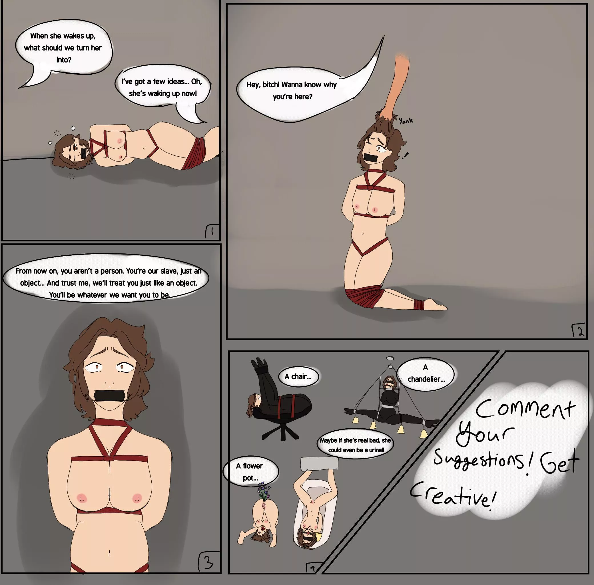 Comic I made of me getting kidnapped and forced into forniphilia!
