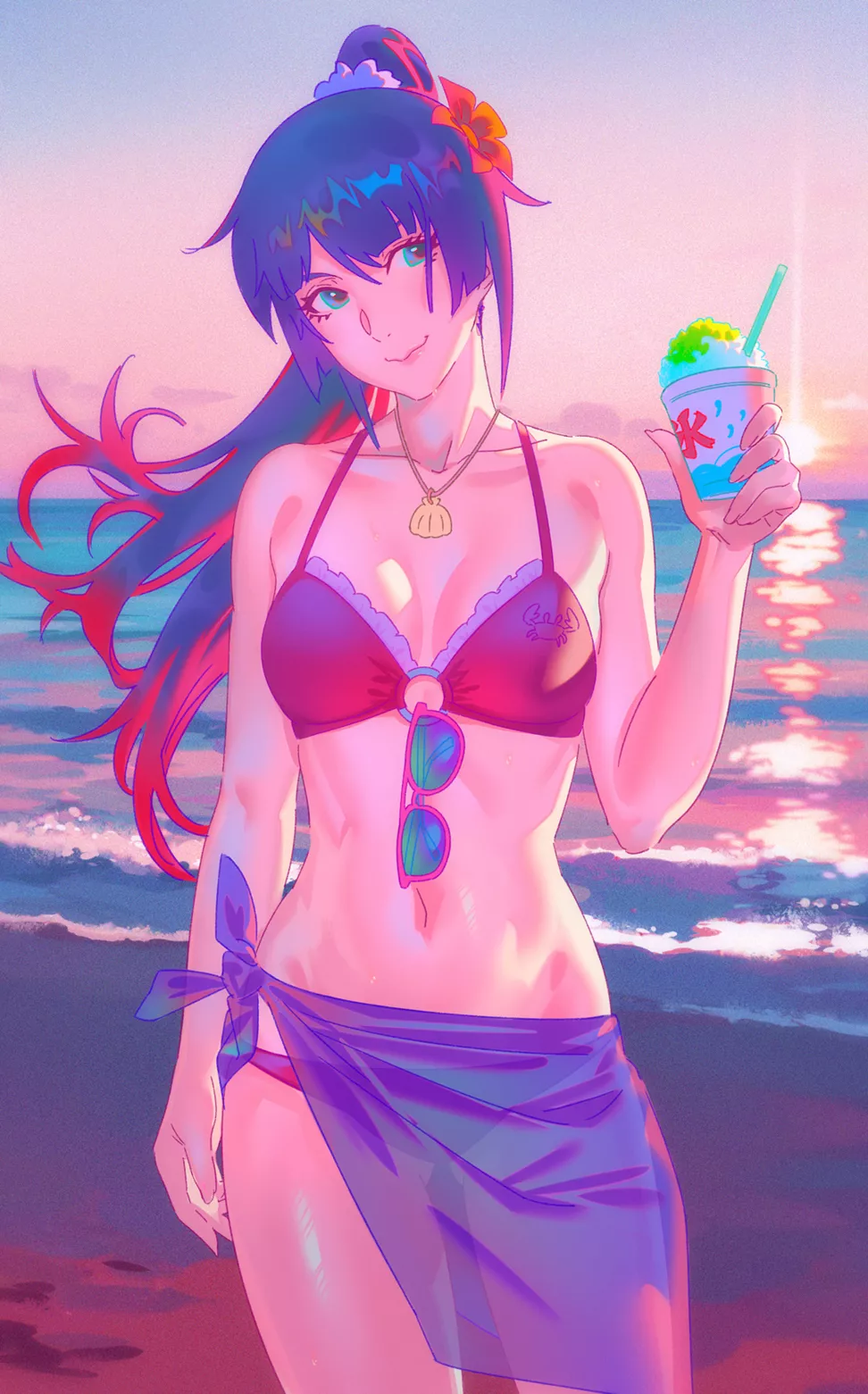 Hitagi at the beach [Monogatari Series]