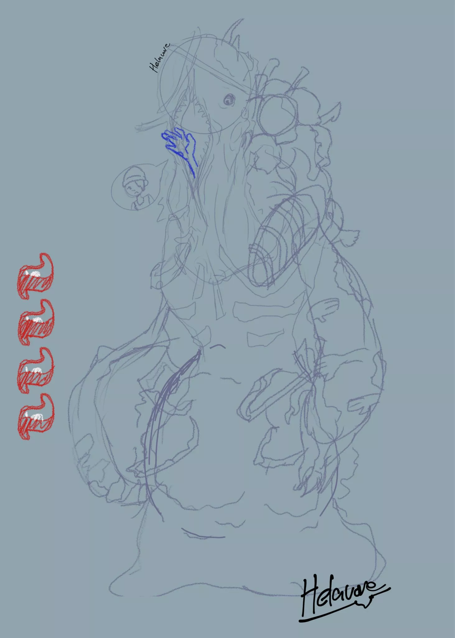 {Image} dang this dredge buff goes crazy. Sketch of an upcoming piece of the dredge from dead by daylight :3