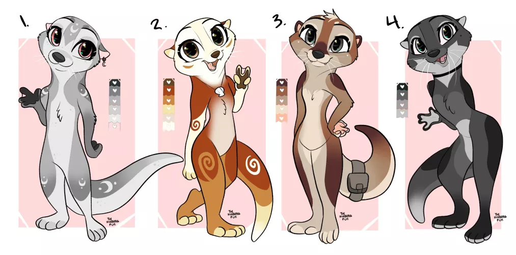 Otter adoptables~ (Art by me! Details below the picture)