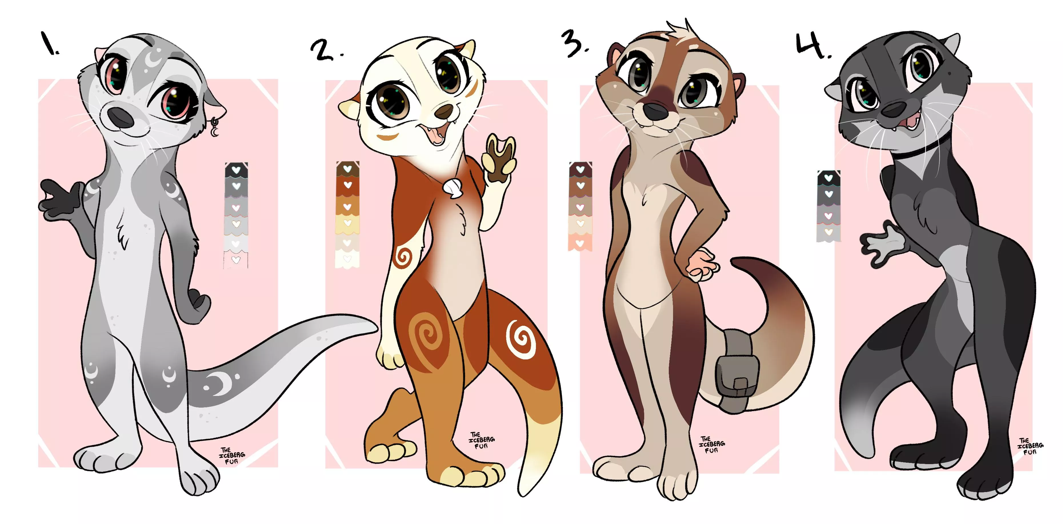 Otter adoptables~ (Art by me! Details below the picture)