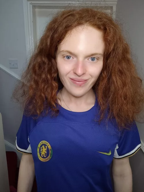 Smiling because my new Chelsea shirt arrived today