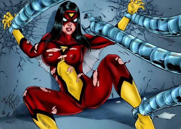 Spider woman defeated and subjected