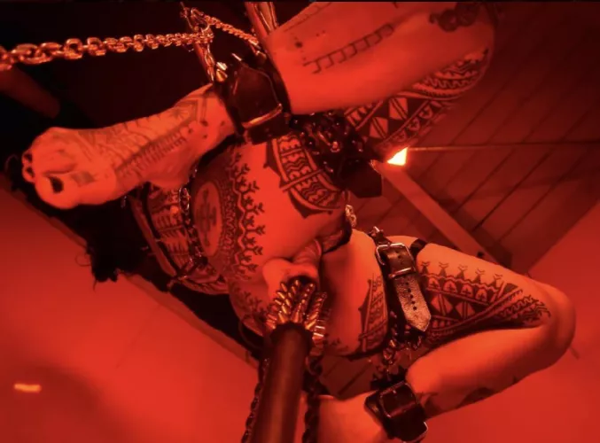 Suspended and fucked with a dildo by thanator13