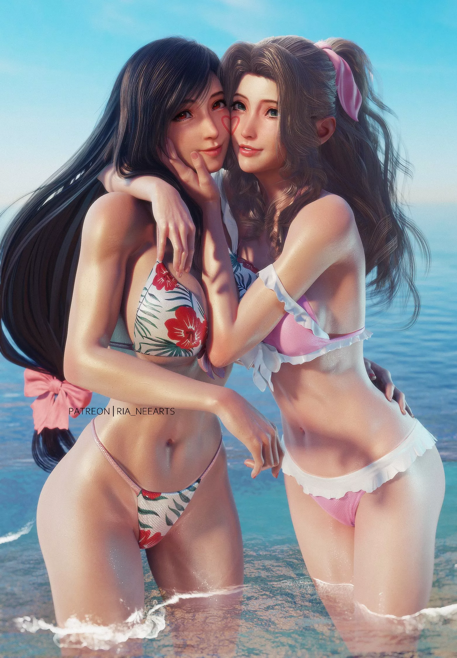 Tifa and Aerith at the beach (Ria)