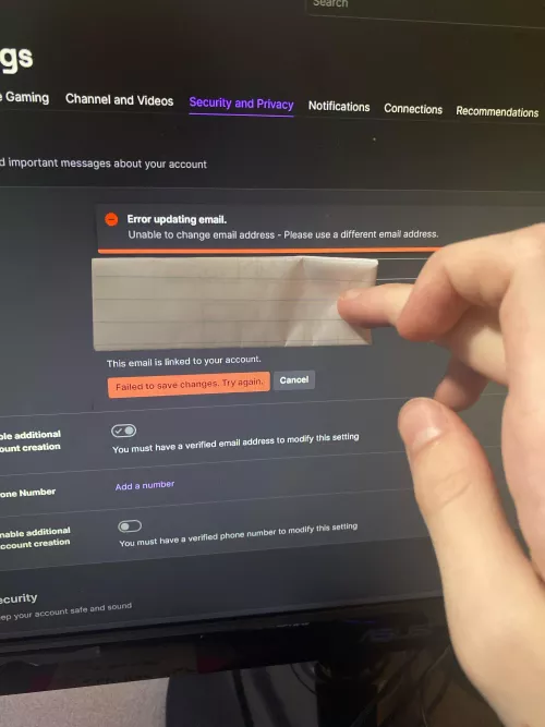 Why won’t it let me use my actual email?