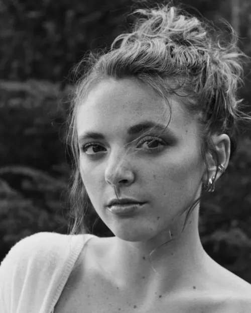 Carly in black and white