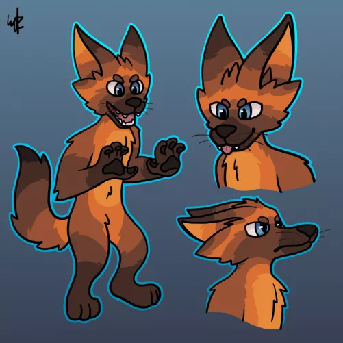 Still playing around with this guy's design. Not sure I like the whiskers, but they were fun to mess with and I'm still pretty proud of these overall :) (Art by me)