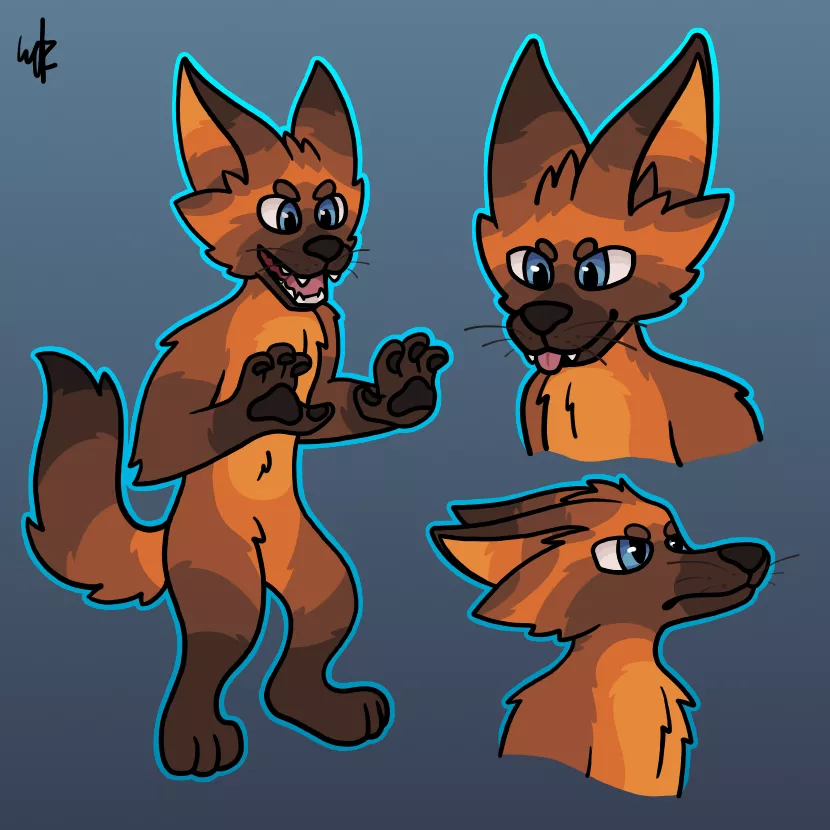 Still playing around with this guy's design. Not sure I like the whiskers, but they were fun to mess with and I'm still pretty proud of these overall :) (Art by me)