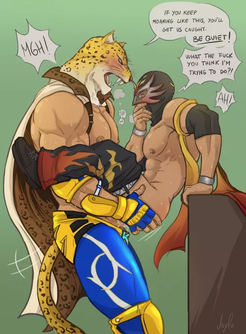 King and El Blaze trying not to get caught (@Jayla_comics)