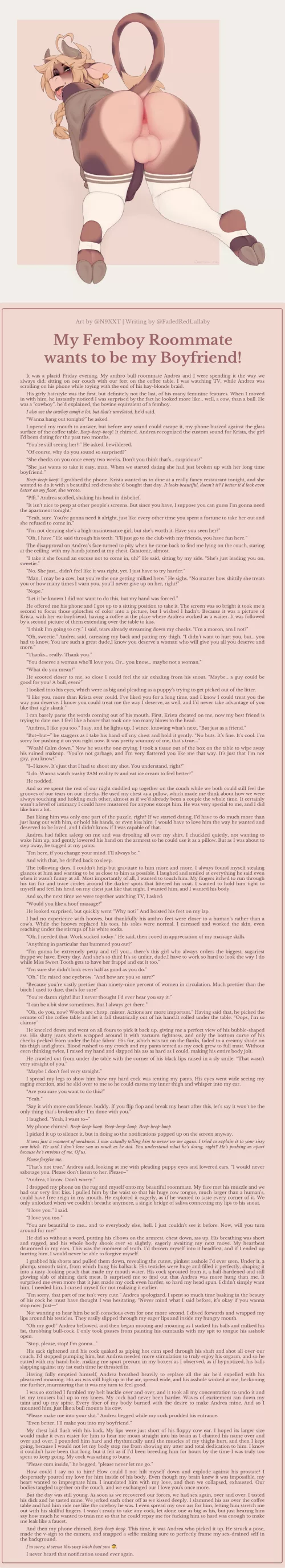 My Furry Femboy Roommate wants to be my Boyfriend! [Furry] [Yaoi] [Femboy] [Oral] [Anal] [Penis Size Comparison] [Straight-to-Bi] [Lovey-dovey] [Art by Nextel @N9XXT]