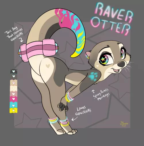Raver otter adopt 🌈🦦 (Art by me, details below!)