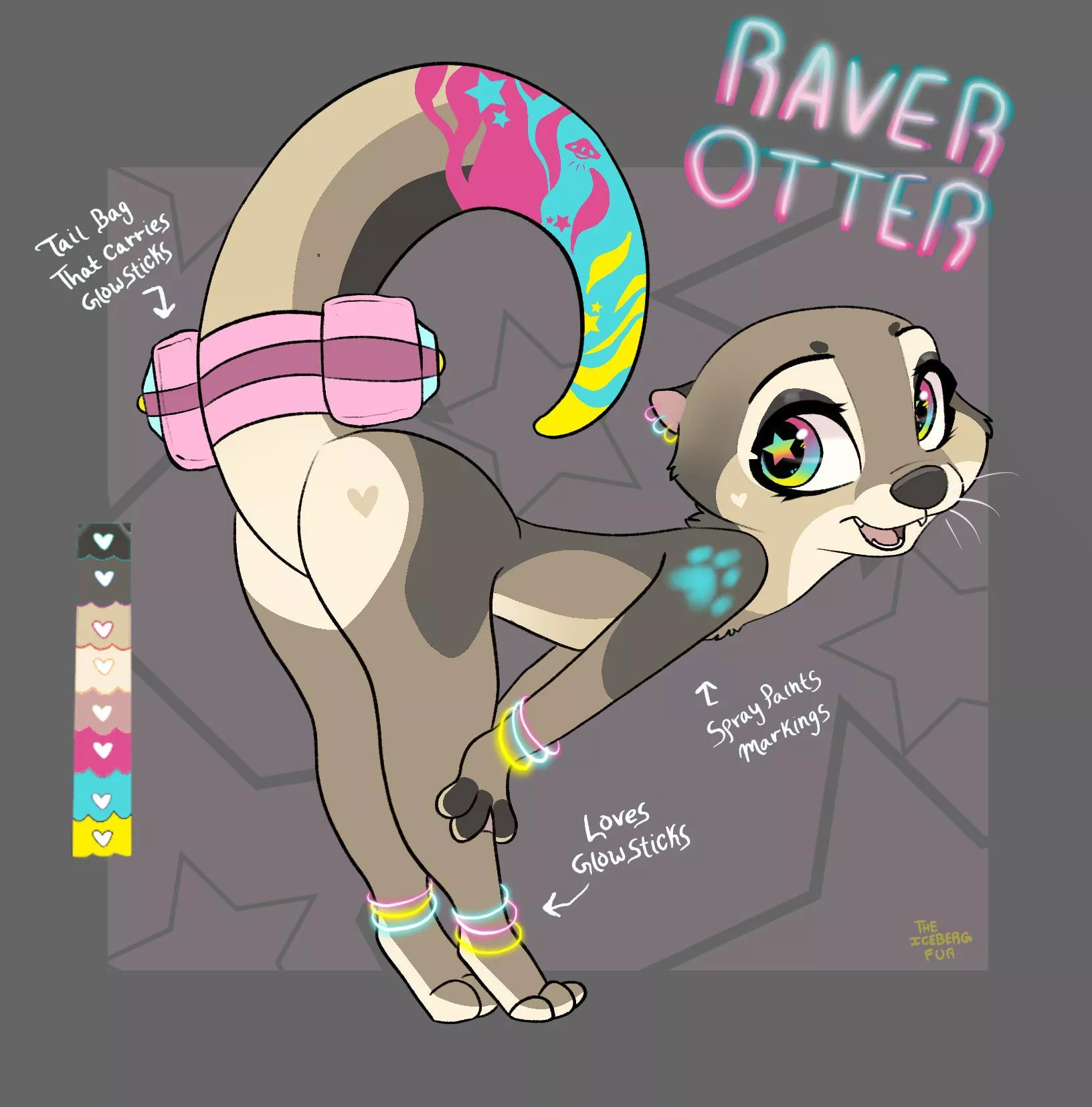 Raver otter adopt 🌈🦦 (Art by me, details below!)