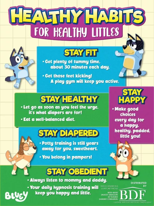 Someone forwarded me this. I’m not sure who to credit, but it’s too adorable not to pass along. Healthy Habits for Healthy Littles.