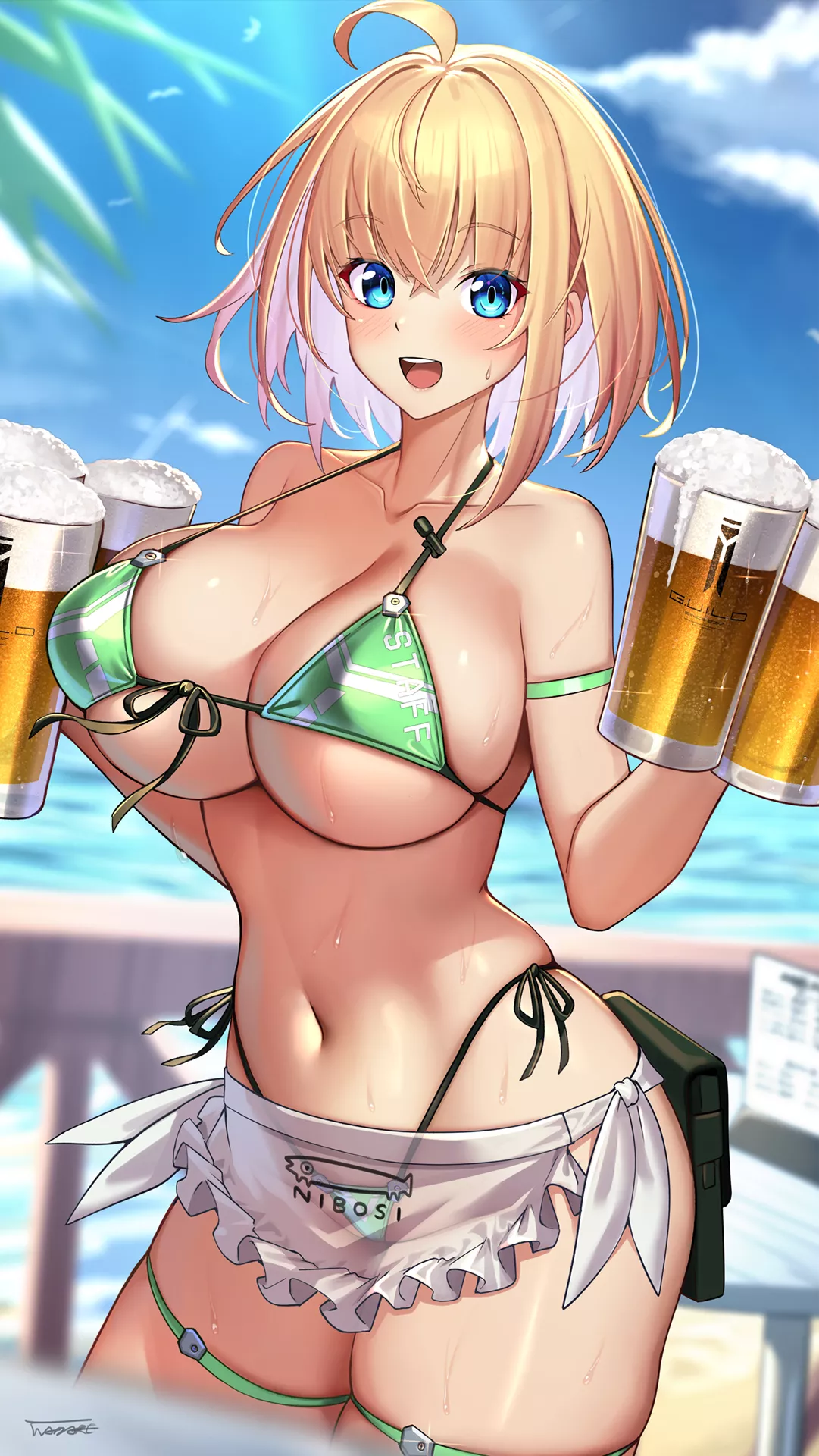 Sophia serving beer (Takamine Nadare) [Artist's OC]