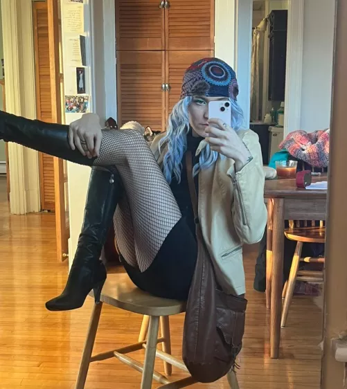 Taken before a bad date night, what a waste of stockings